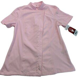 New Chef Works Pink Short Sleeve Work Women Shirt Size Medium Top Zip Complete